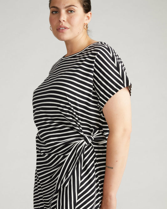 Universal Standard Crescent Breton Stripe Knot Dress - Black/White Stripe