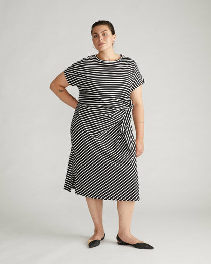 Universal Standard Crescent Breton Stripe Knot Dress - Black/White Stripe