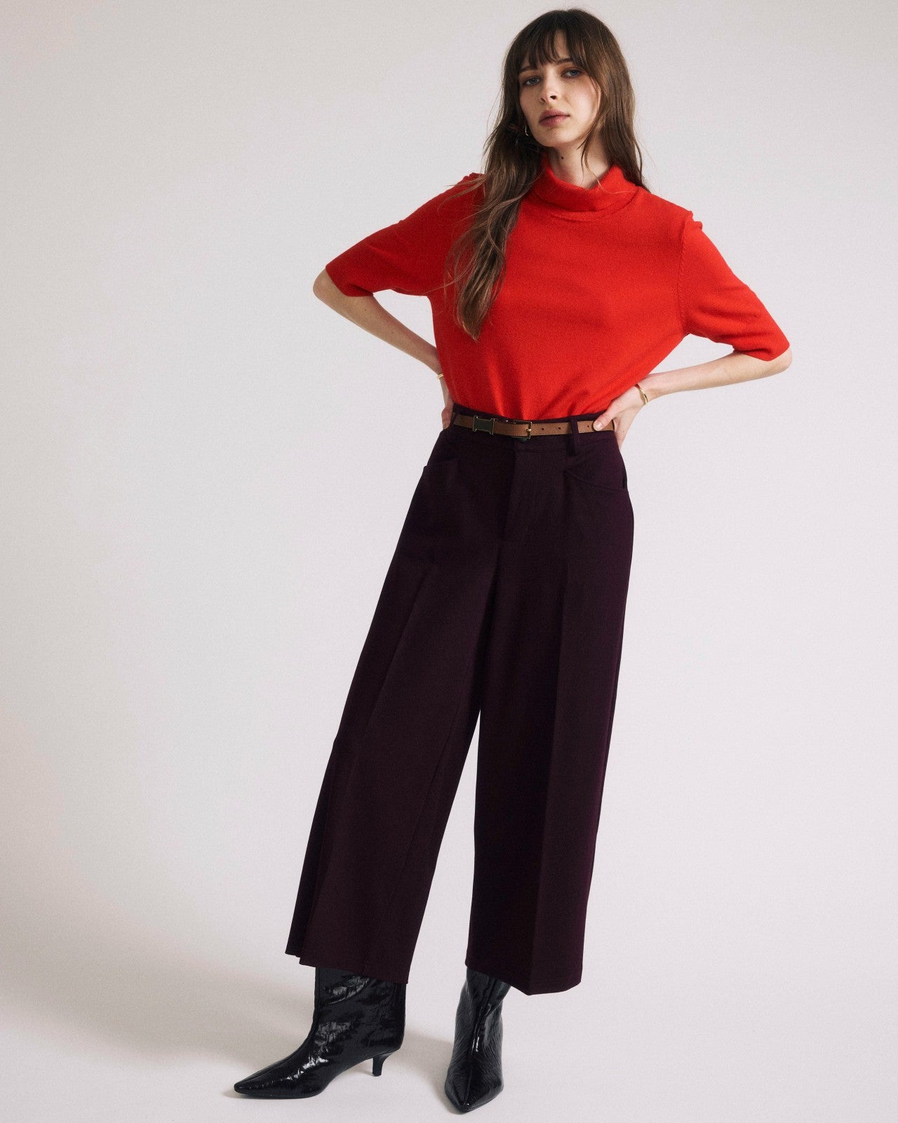 Universal Standard Cropped Wide Leg Ponte Pants - Black Cherry