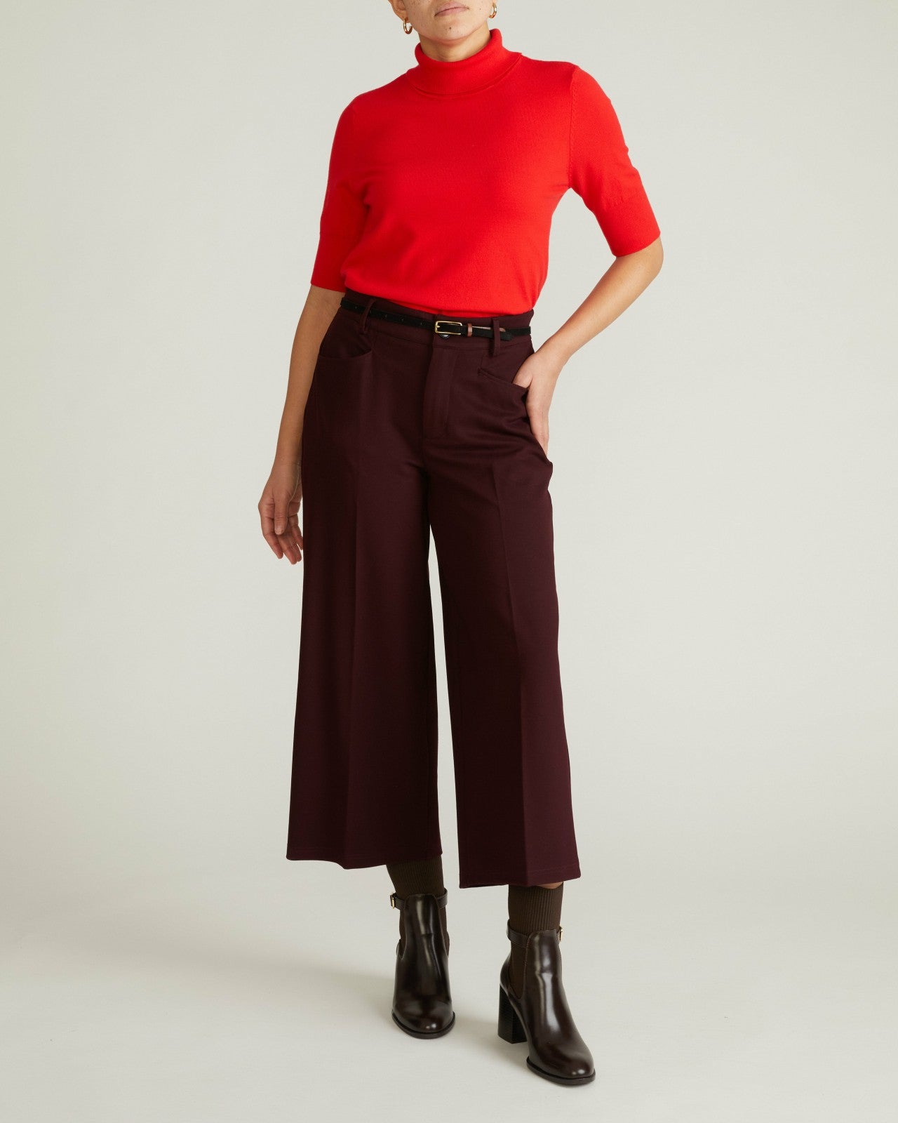 Universal Standard Cropped Wide Leg Ponte Pants - Black Cherry