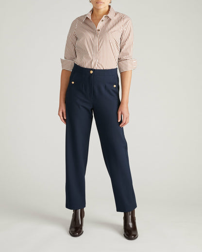 Universal Standard Audrey Tailored Ponte Pants - Navy with Gold Buttons