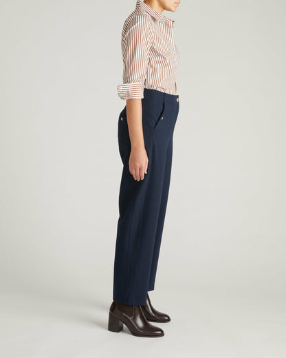 Universal Standard Audrey Tailored Ponte Pants - Navy with Gold Buttons