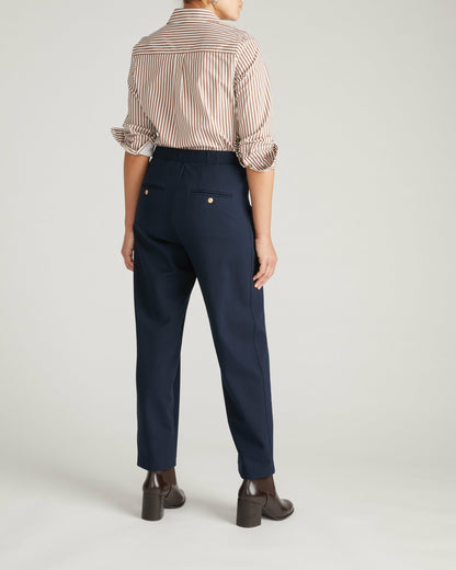 Universal Standard Audrey Tailored Ponte Pants - Navy with Gold Buttons