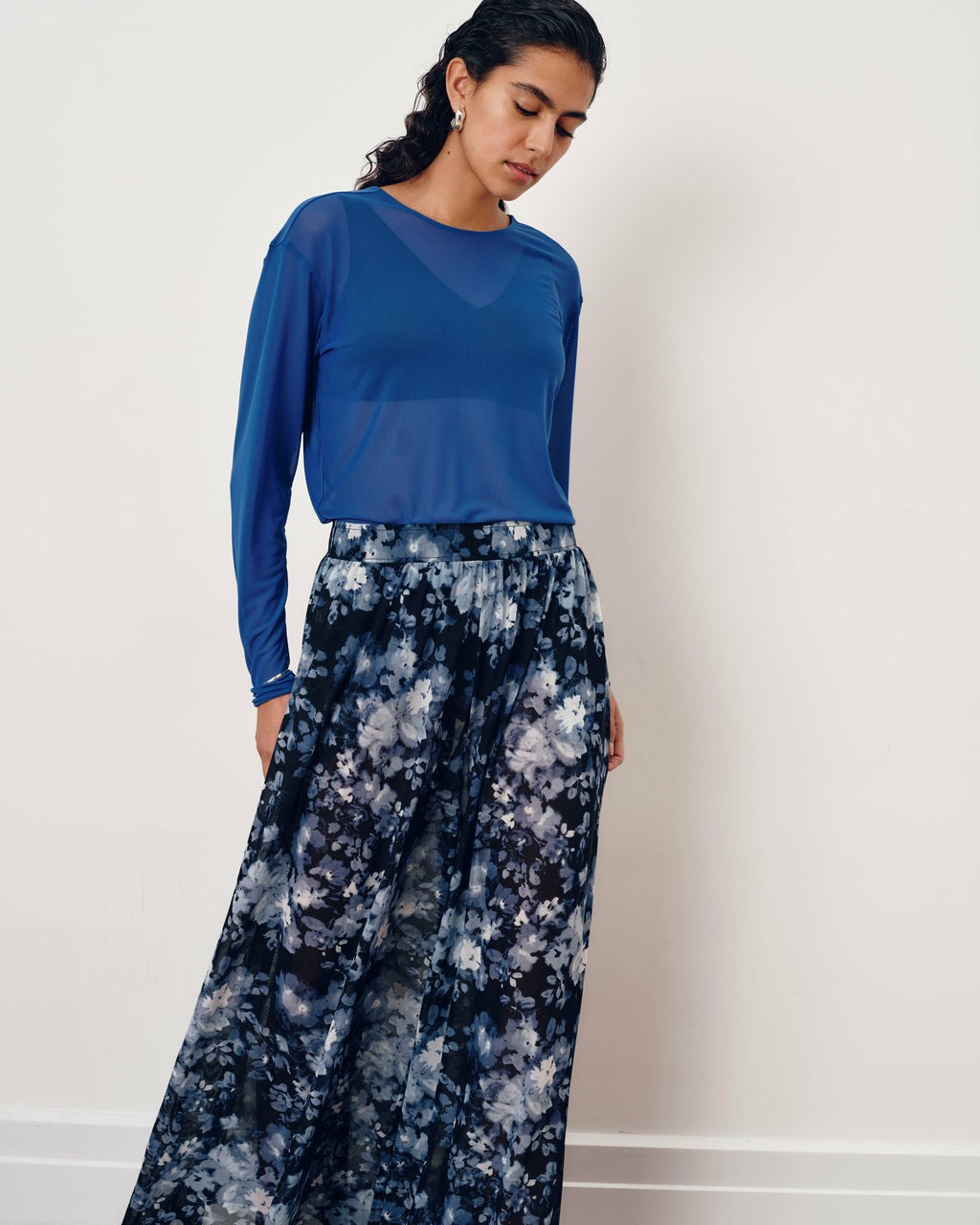 Universal Standard Thames Mesh Pants - Tumbling Bouquet Print