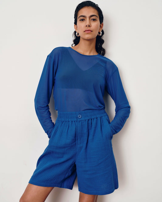 Universal Standard Luxe Cotton Gauze Beach Short - Ultramarine