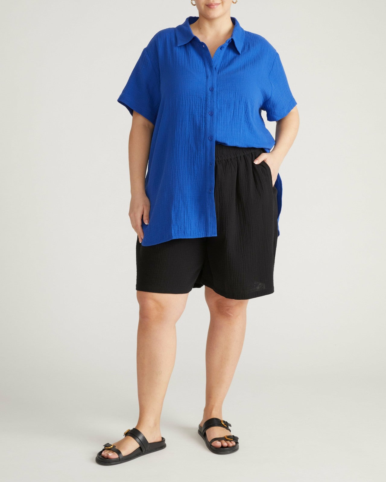Universal Standard Luxe Cotton Gauze Beach Shirt - Ultramarine