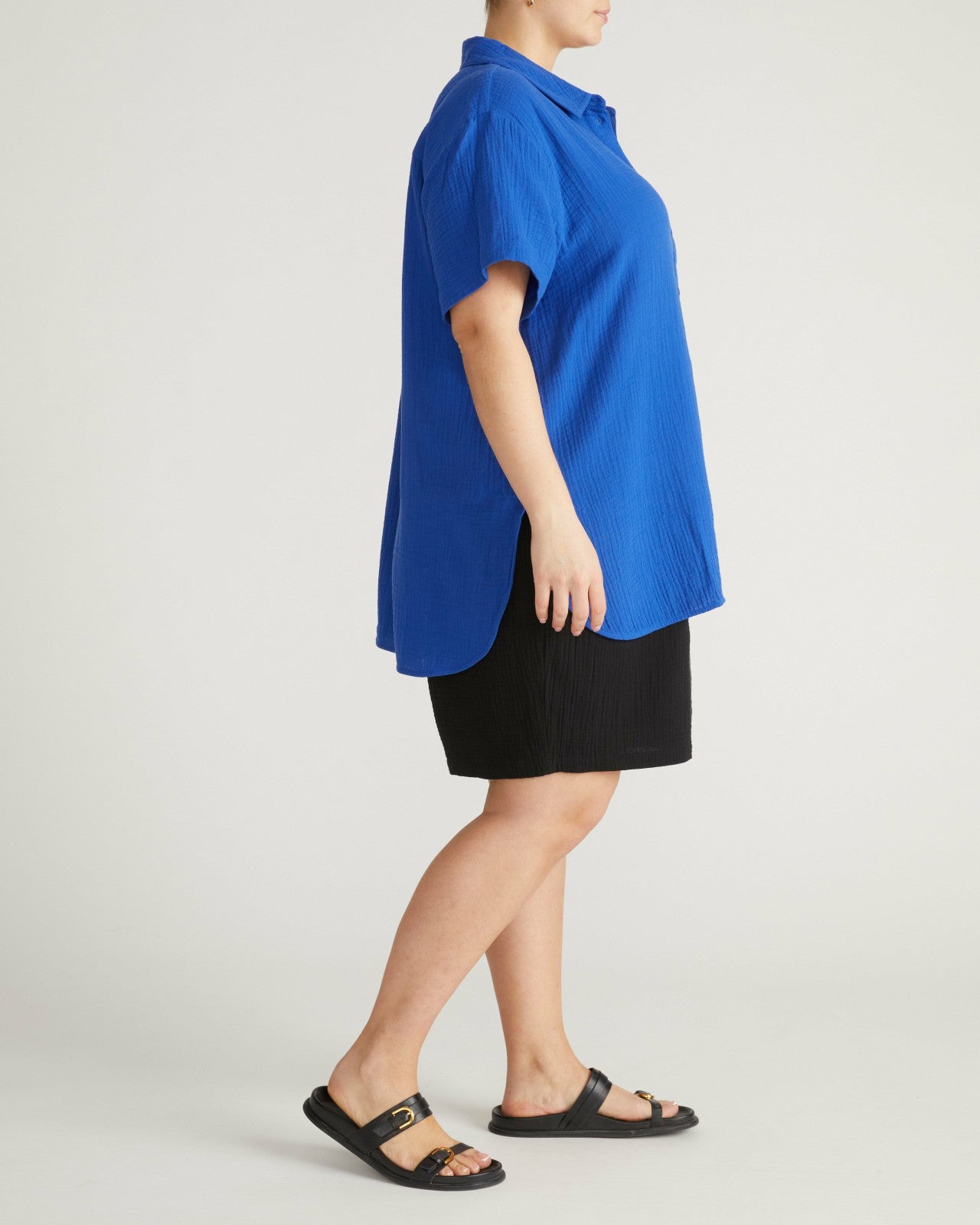 Universal Standard Luxe Cotton Gauze Beach Shirt - Ultramarine