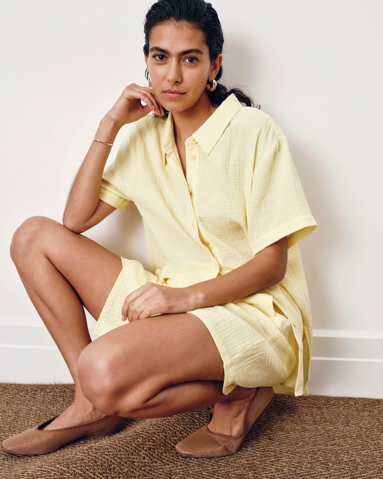 Universal Standard Luxe Cotton Gauze Beach Shirt - Pale Daffodil