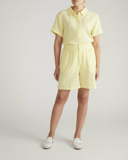 Universal Standard Luxe Cotton Gauze Beach Shirt - Pale Daffodil