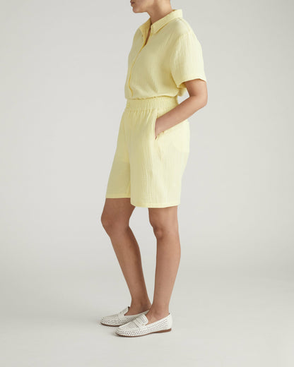 Universal Standard Luxe Cotton Gauze Beach Short - Pale Daffodil