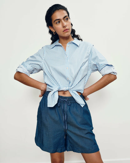 Universal Standard Perfect Tencel Chambray Shorts - Midnight Blue