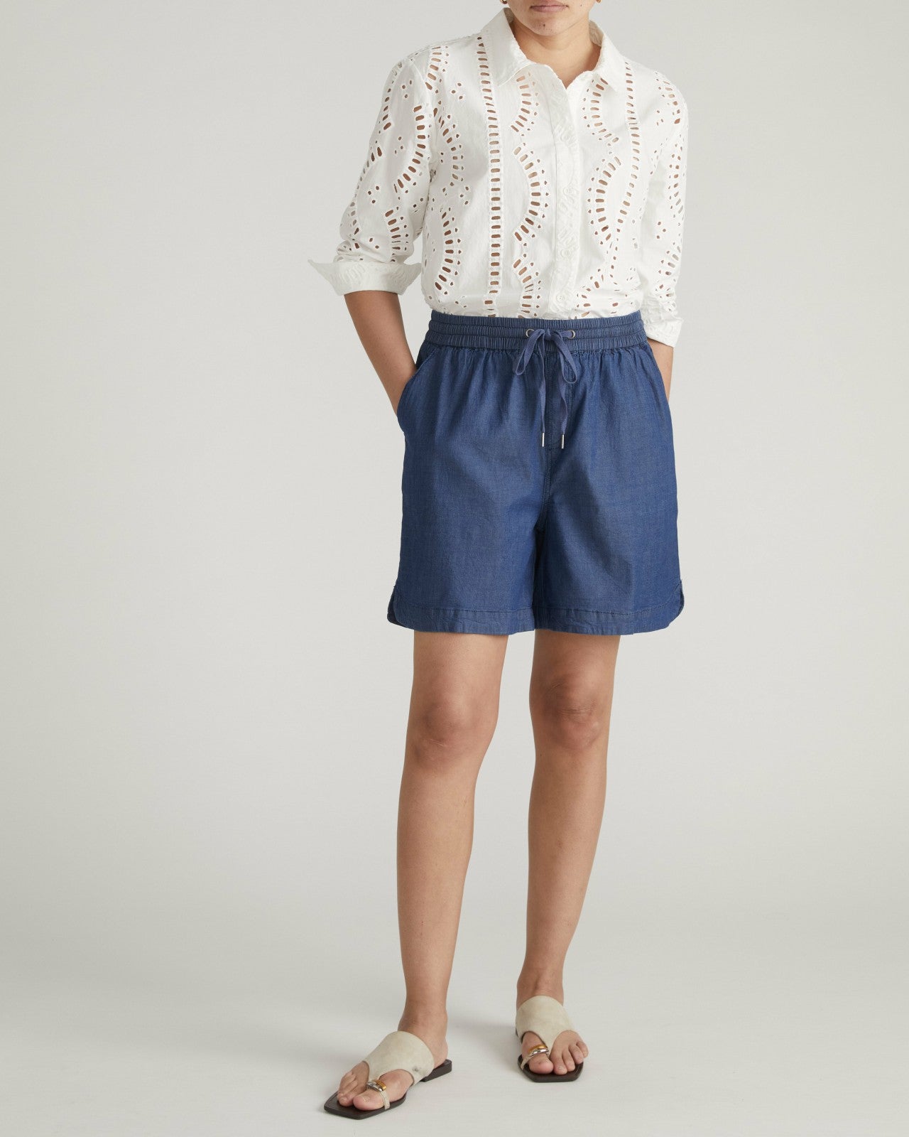 Universal Standard Perfect Tencel Chambray Shorts - Midnight Blue