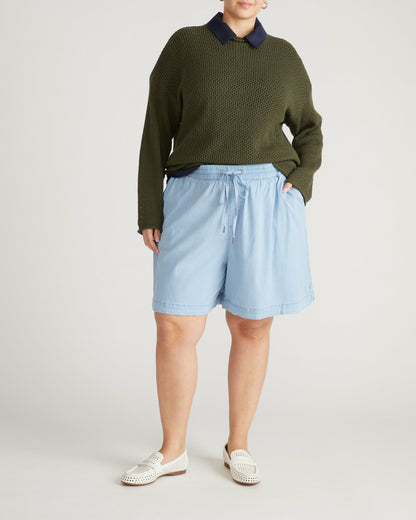 Universal Standard Perfect Tencel Chambray Shorts - Morning Blue