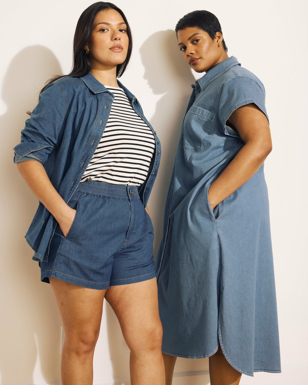 Universal Standard Capri Chambray Shorts - Orion Blue