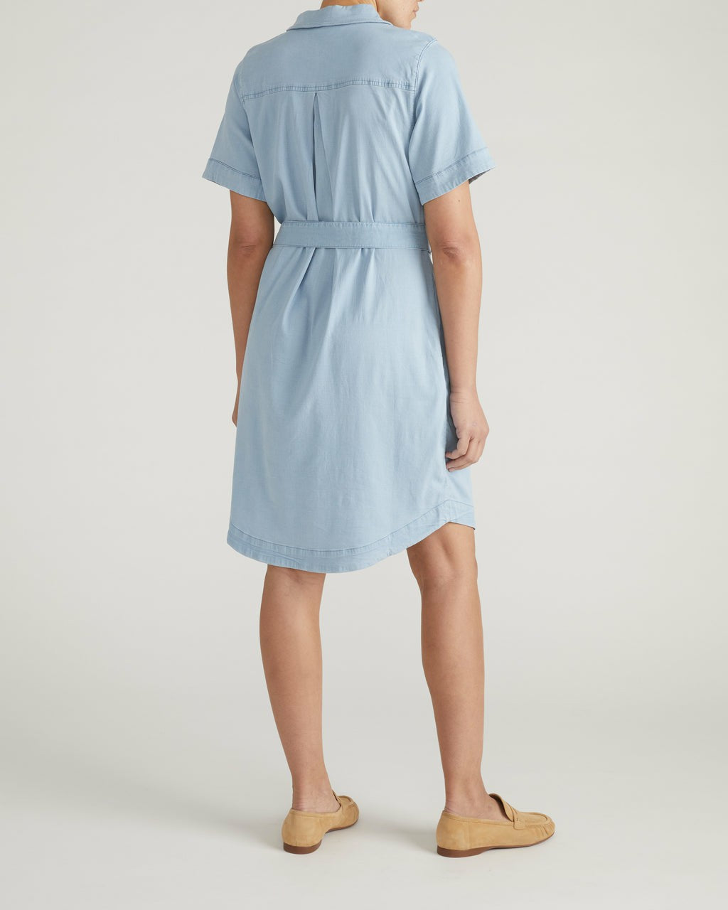 Universal Standard Perfect Tencel Chambray Short Sleeve Shirtdress - Morning Blue