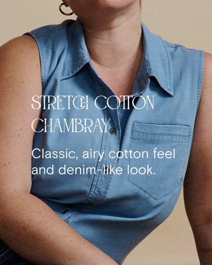 Universal Standard Minimalist Stretch Cotton Chambray Shirt - Heritage Blue