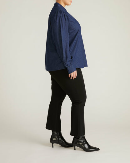 Universal Standard Maisie Cotton Chambray Blouse - Dark Indigo