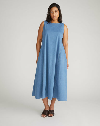 Universal Standard Kendra Cotton Chambray Tank Dress - Cove Blue