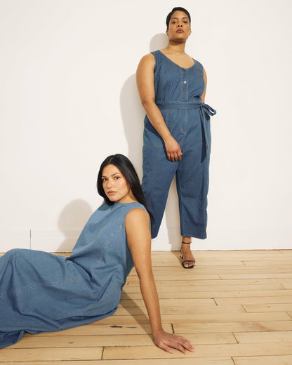 Universal Standard Kendra Cotton Chambray Tank Dress - Cove Blue