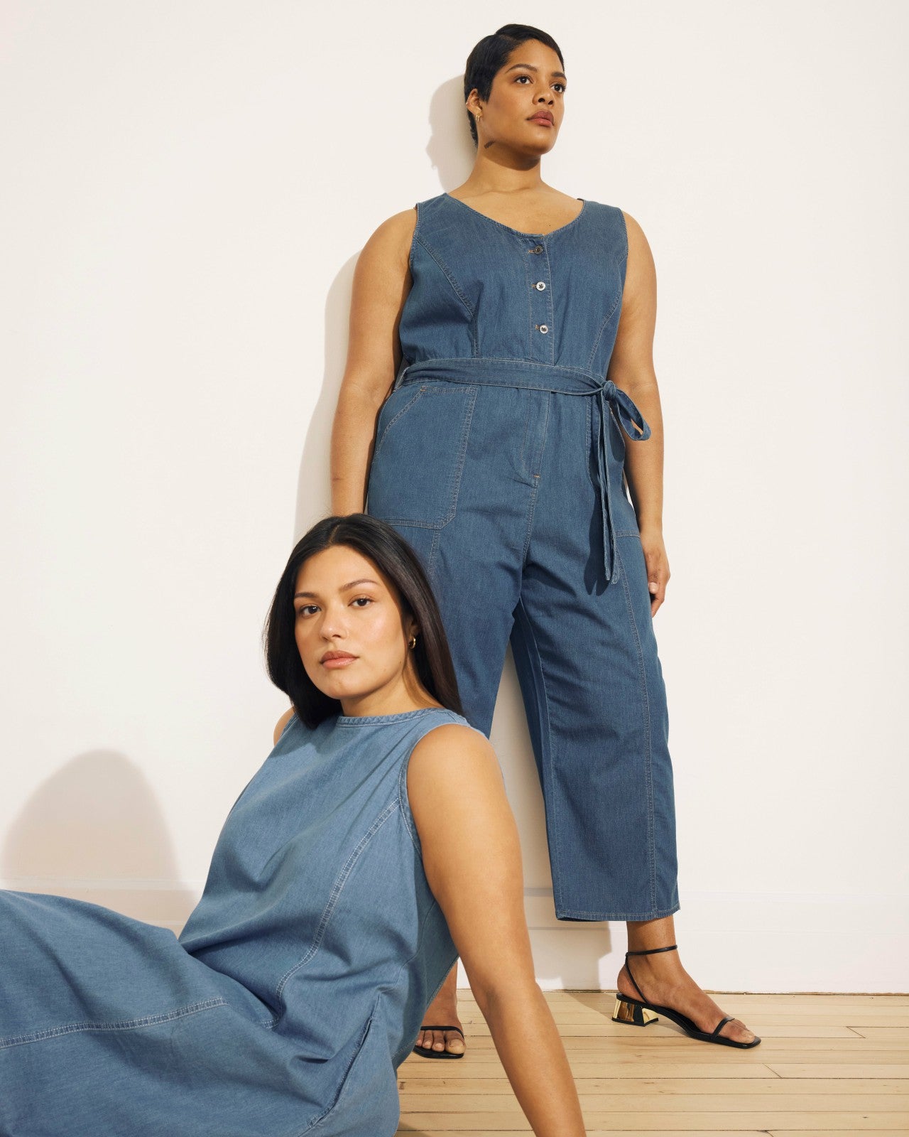 Universal Standard Kendra Cotton Chambray Tank Dress - Cove Blue
