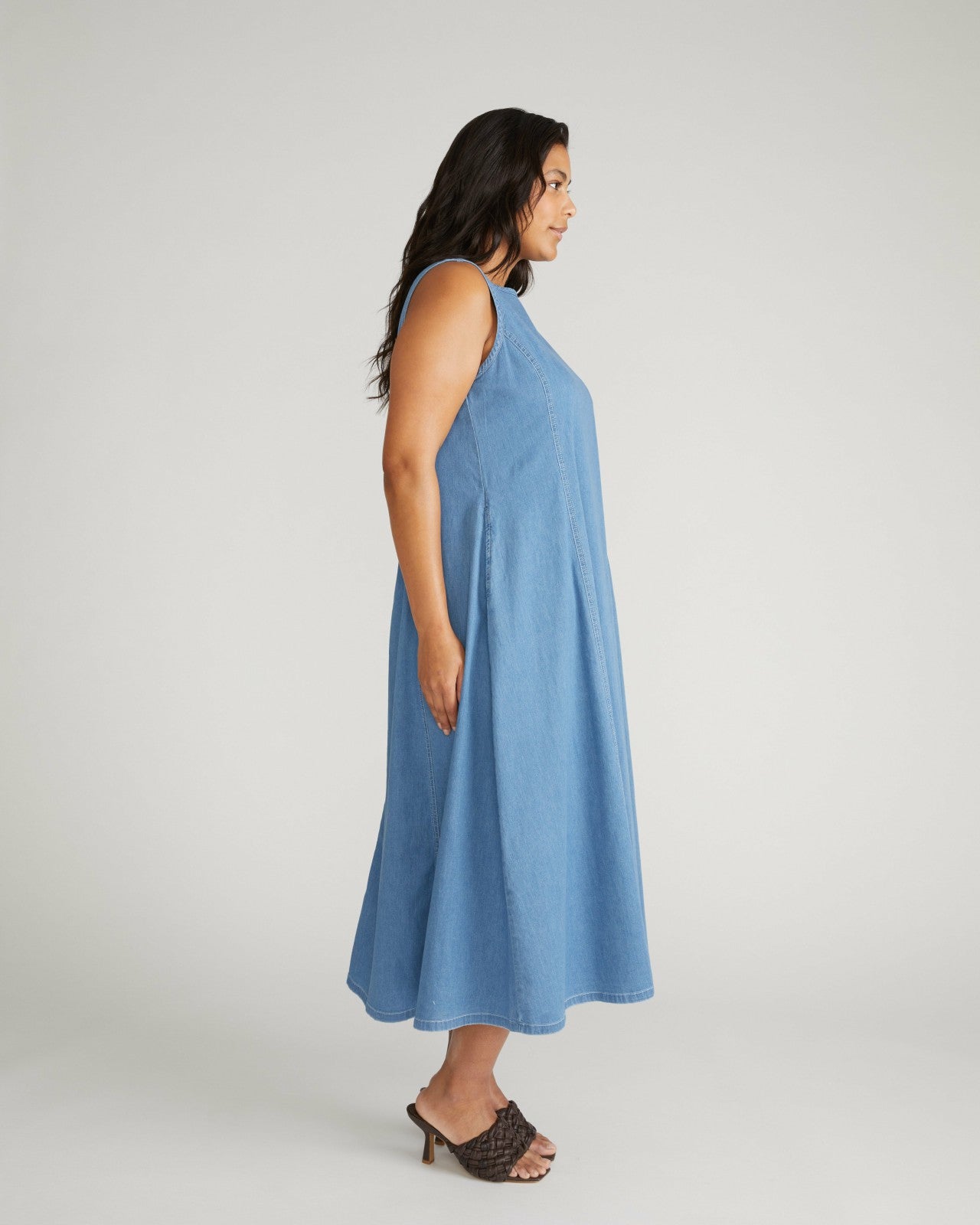 Universal Standard Kendra Cotton Chambray Tank Dress - Cove Blue