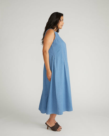 Universal Standard Kendra Cotton Chambray Tank Dress - Cove Blue