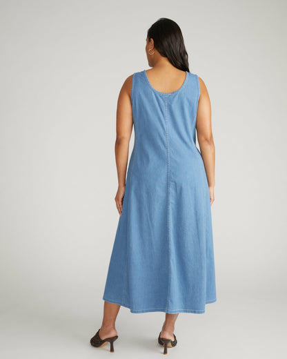 Universal Standard Kendra Cotton Chambray Tank Dress - Cove Blue