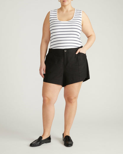 Universal Standard Coastal Linen Blend Shorts - Black