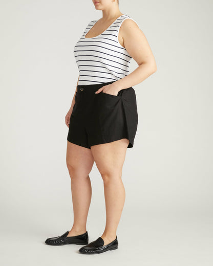 Universal Standard Coastal Linen Blend Shorts - Black