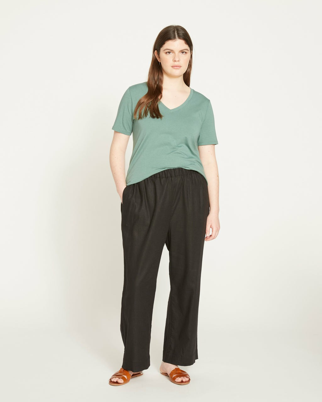 Universal Standard Iris Linen Blend Easy Pull-On Pants - Black