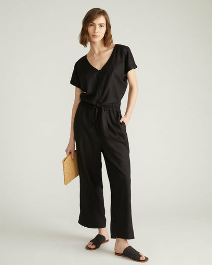 Universal Standard Iris Linen Blend Easy Pull-On Pants - Black