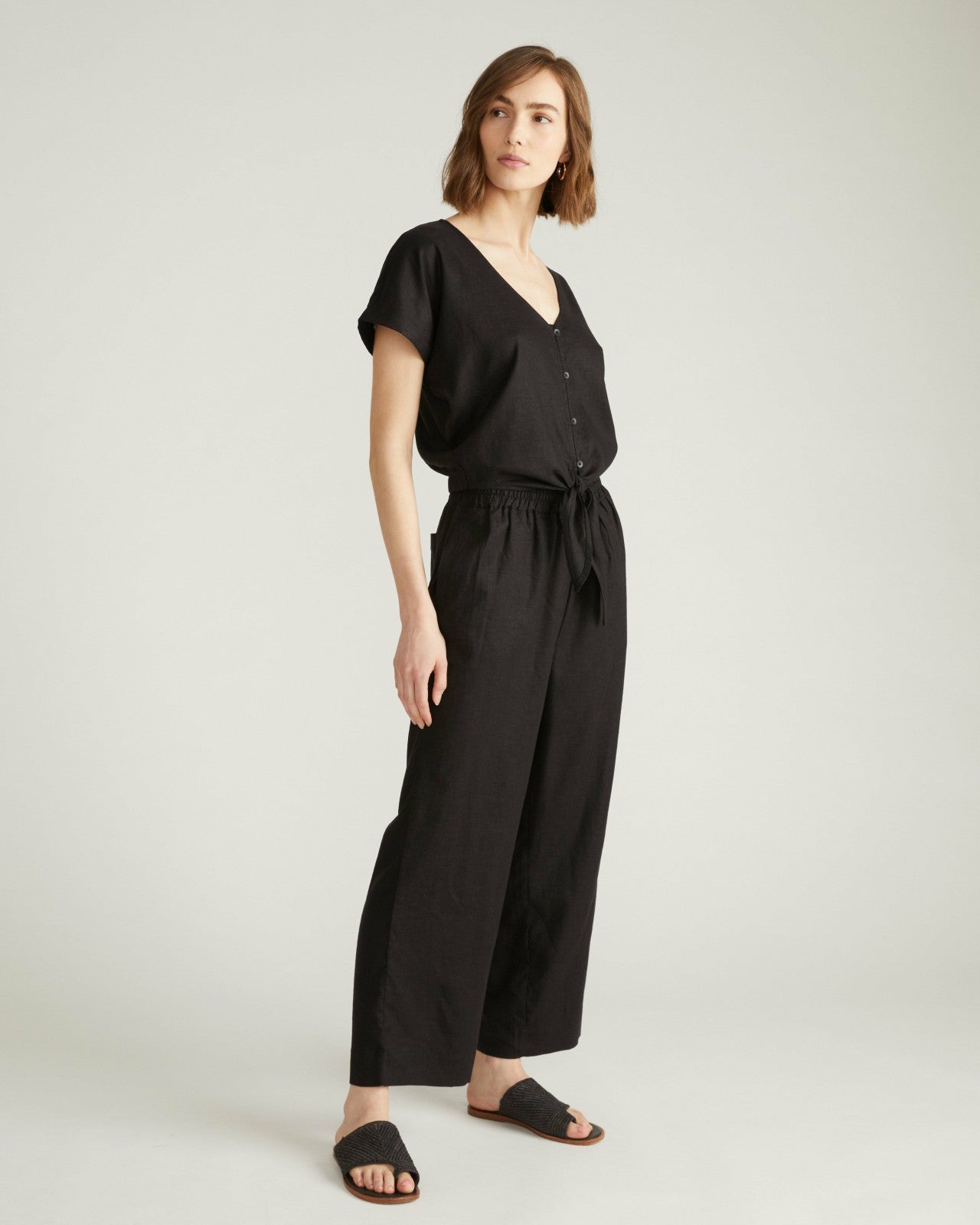 Universal Standard Iris Linen Blend Easy Pull-On Pants - Black