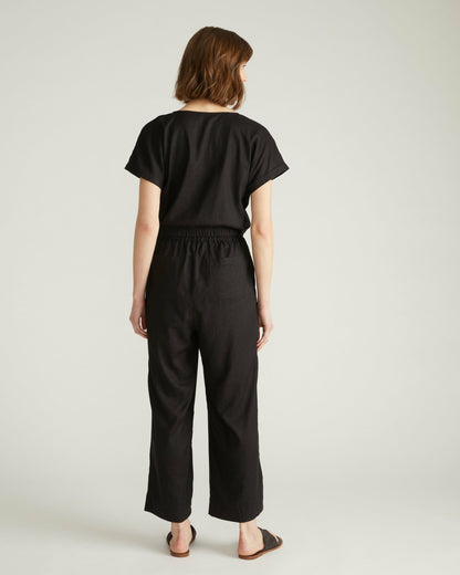 Universal Standard Iris Linen Blend Easy Pull-On Pants - Black