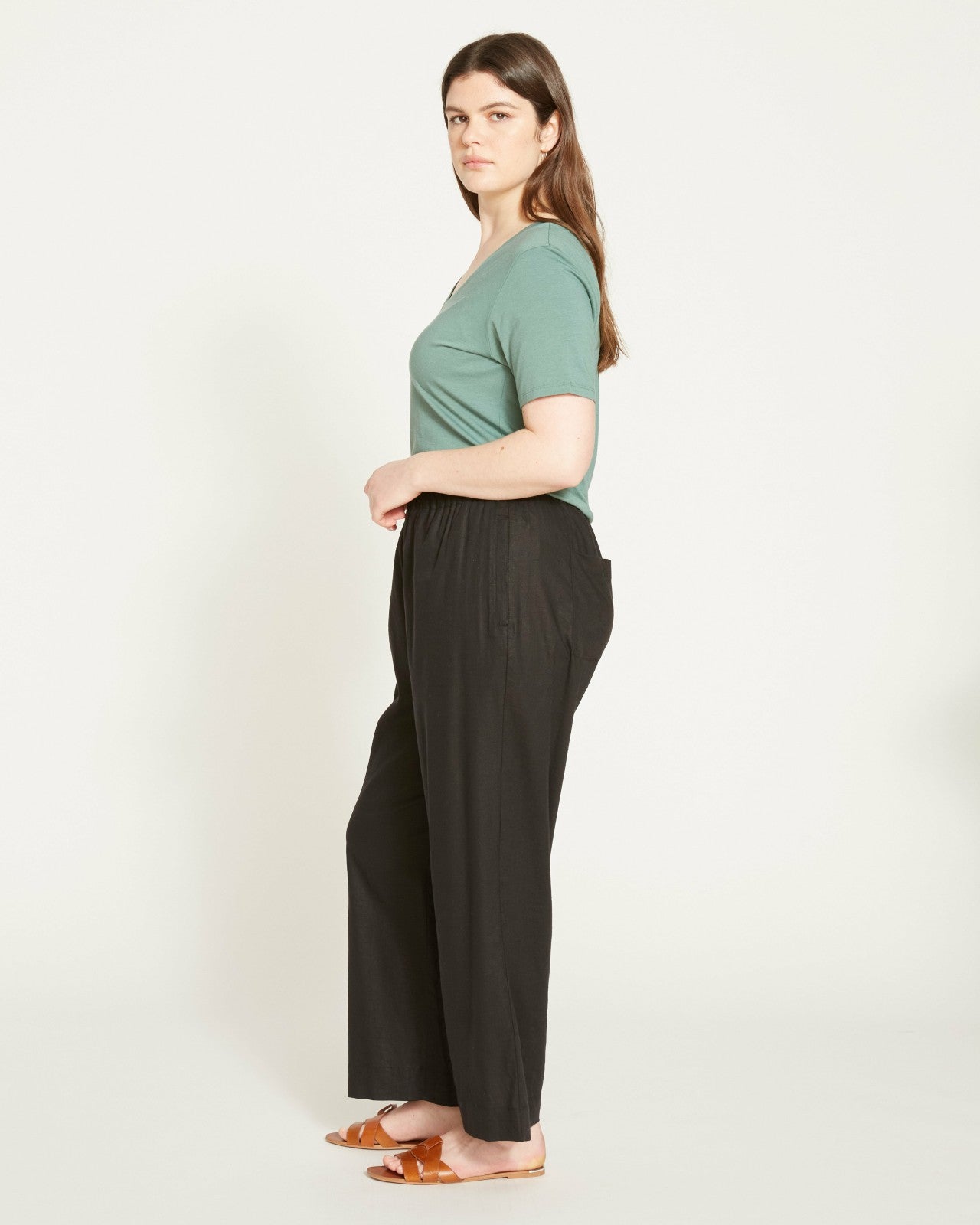 Universal Standard Iris Linen Blend Easy Pull-On Pants - Black