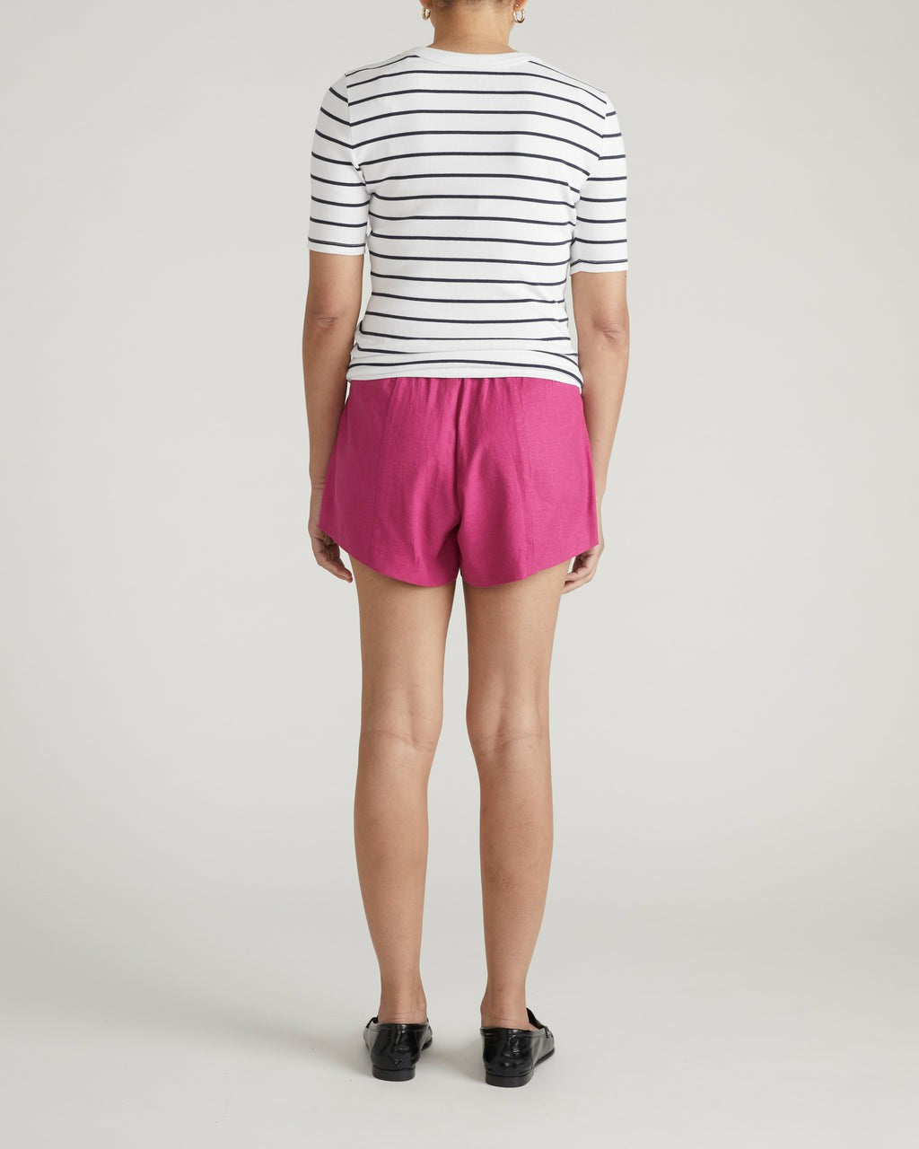 Universal Standard Classic V-Neck Ribbed Tee - Nautical Navy Stripe
