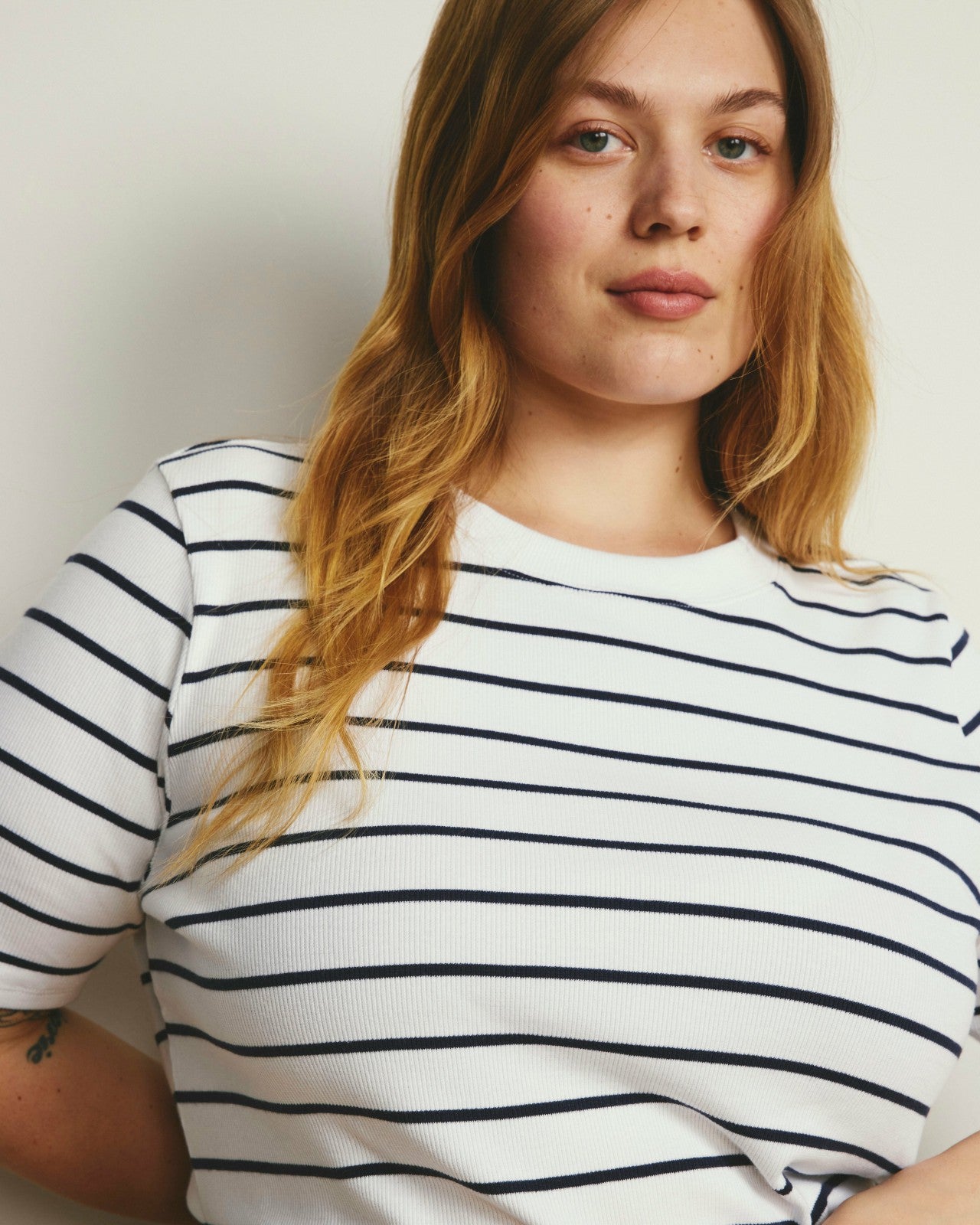 Universal Standard Classic Ribbed Tee - Nautical Navy Stripe