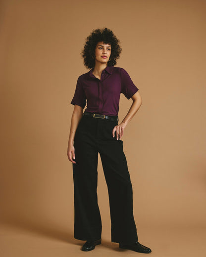 Universal Standard Chelsea Liquid Jersey Short Sleeve Shirt - Acai
