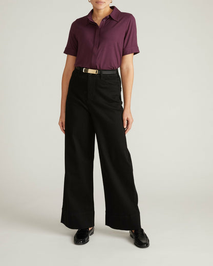 Universal Standard Chelsea Liquid Jersey Short Sleeve Shirt - Acai