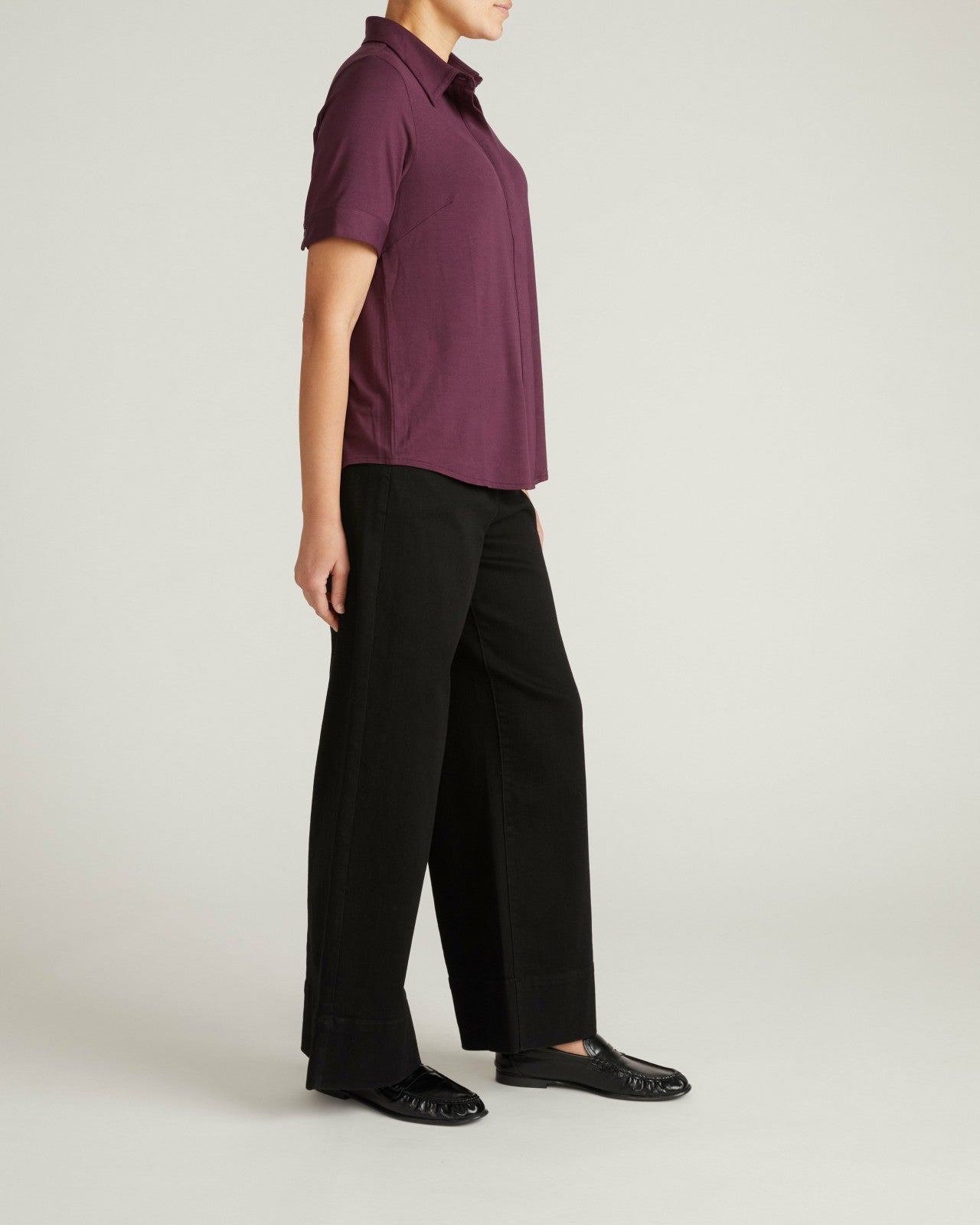 Universal Standard Chelsea Liquid Jersey Short Sleeve Shirt - Acai
