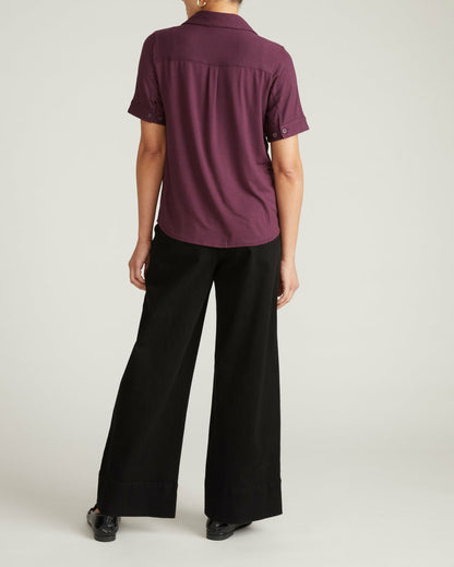 Universal Standard Chelsea Liquid Jersey Short Sleeve Shirt - Acai