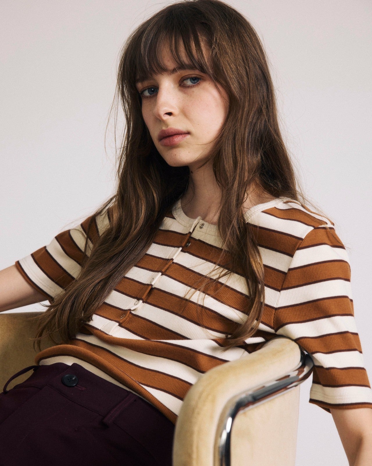 Universal Standard Henley Short Sleeve Ribbed Tee - Baker Street Stripe