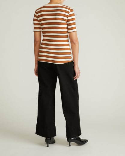 Universal Standard Henley Short Sleeve Ribbed Tee - Baker Street Stripe