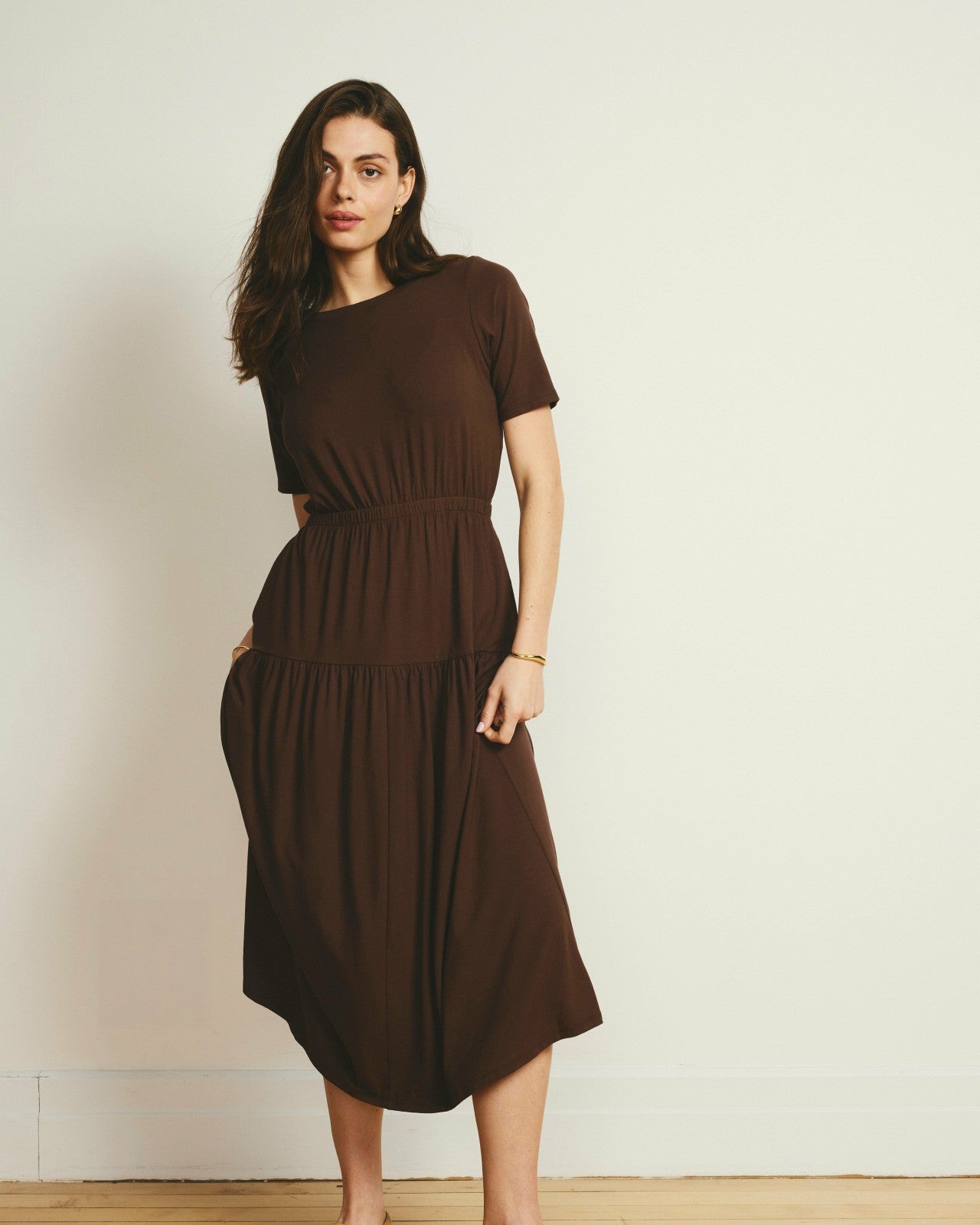 Universal Standard Thea Divine Jersey Midi Dress - Peppercorn