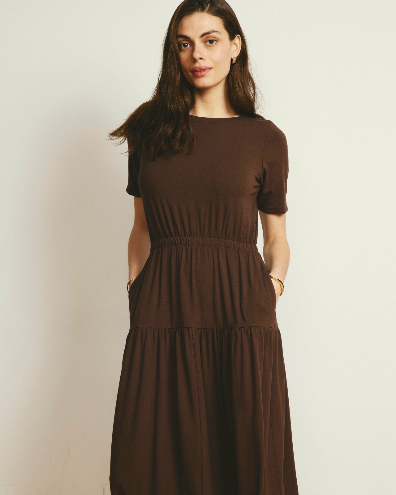 Universal Standard Thea Divine Jersey Midi Dress - Peppercorn