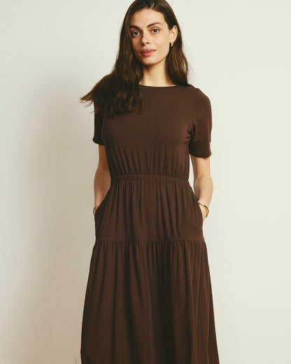 Universal Standard Thea Divine Jersey Midi Dress - Peppercorn