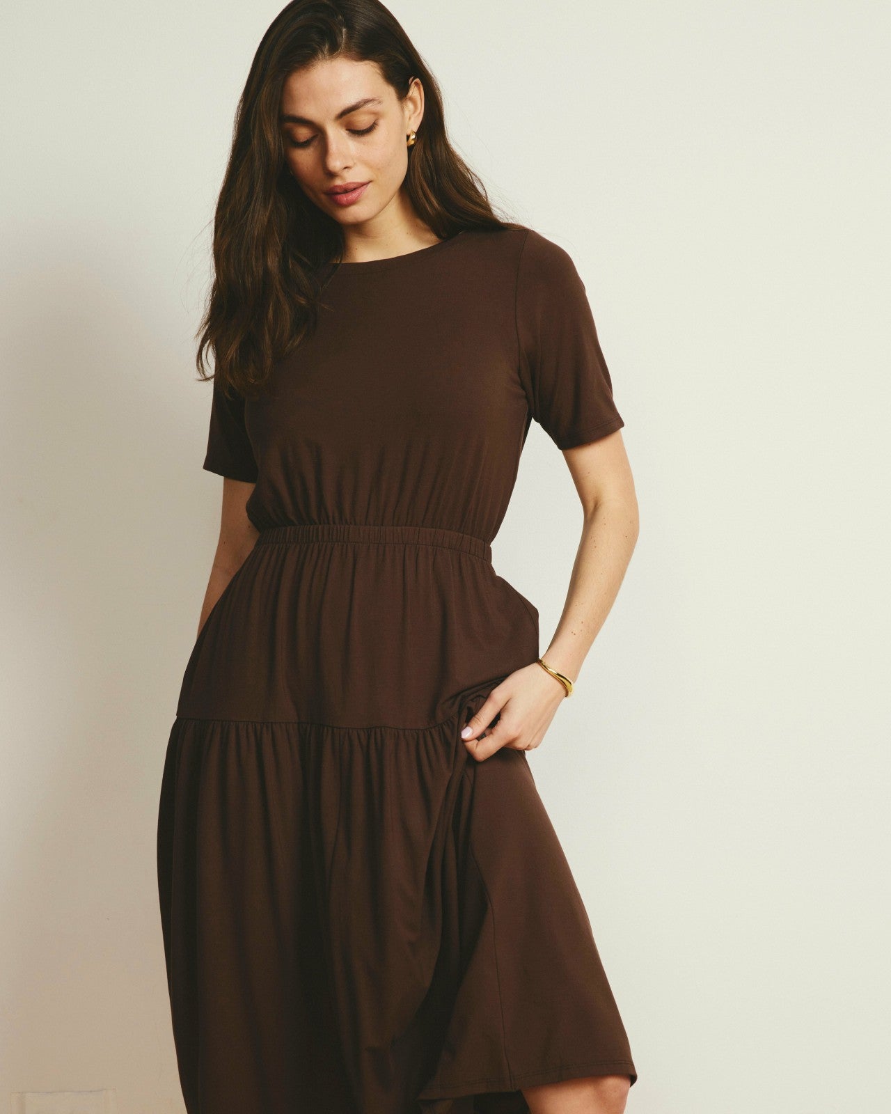 Universal Standard Thea Divine Jersey Midi Dress - Peppercorn