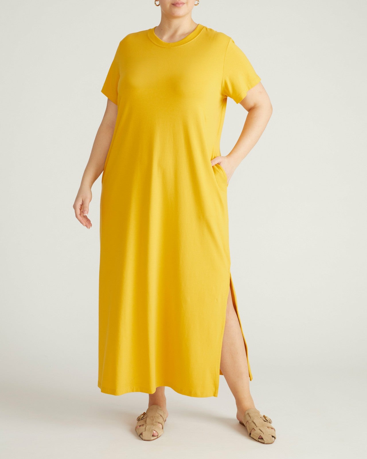 Universal Standard Halie Maxi T-Shirt Dress - Goldenrod