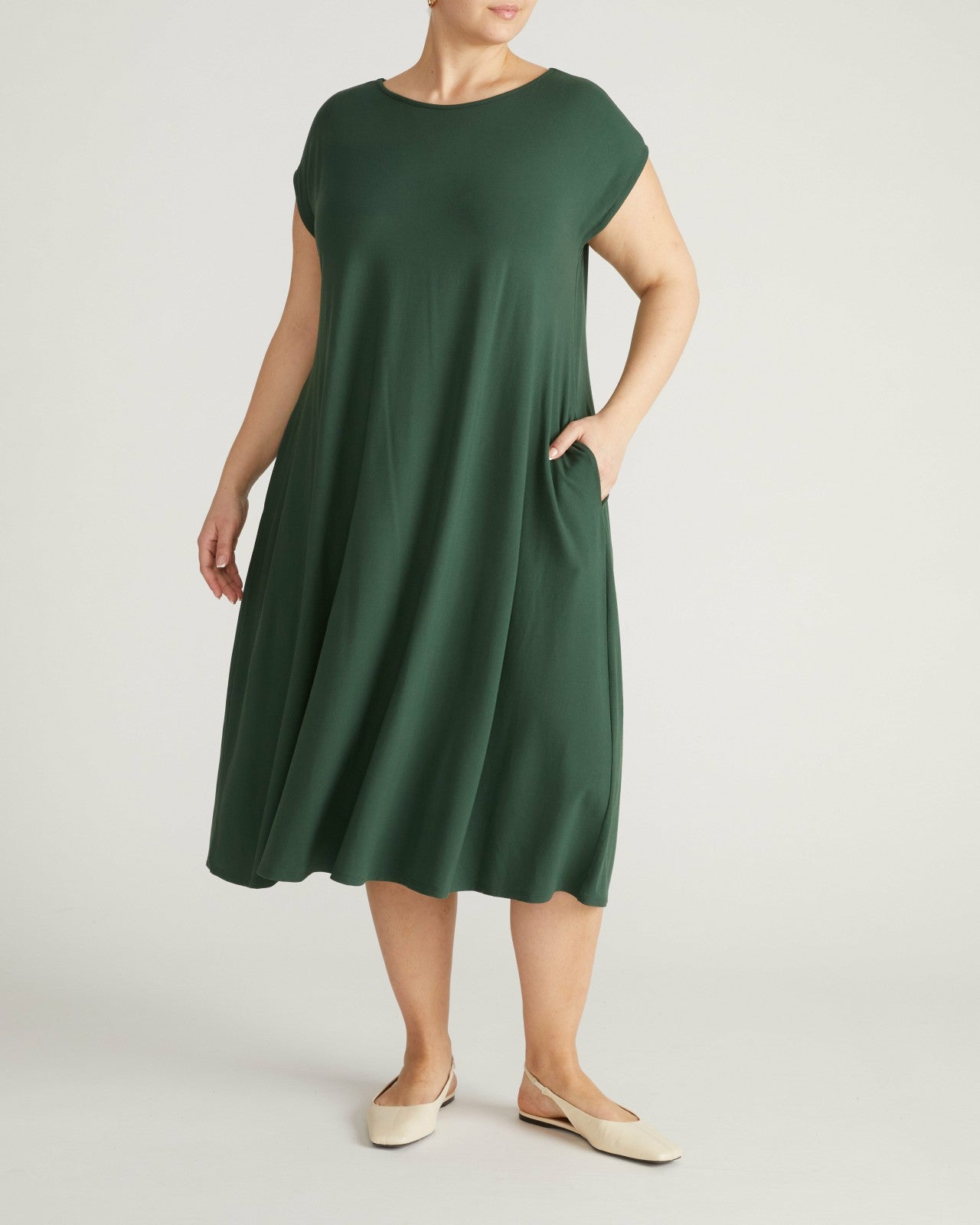 Universal Standard Capri Divine Jersey Flared Dress - Conifer