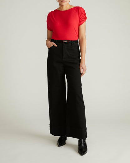 Universal Standard Helena Divine Jersey Gathered Tee - Lipstick