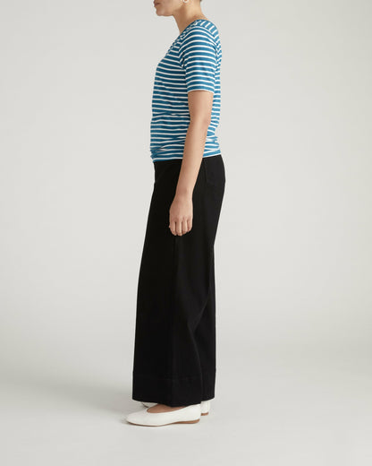 Universal Standard Double V Tee - Ink Blue/White Stripe
